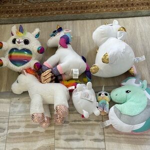 Unicorn plush bundle of mixed sizes brands colors all in euc or nwt set of 7